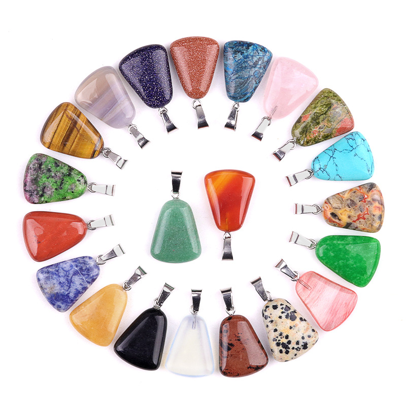 Crystal Pendant Necklace Natural Stone - 20 ชิ้น/ถุงแกะสลักคริสตัลสีขาวดิบหินจี้คริสตัล Trapezoid สร้อยคอสําหรับเครื่องประดับคริสตัลเครื่องประดับทํา