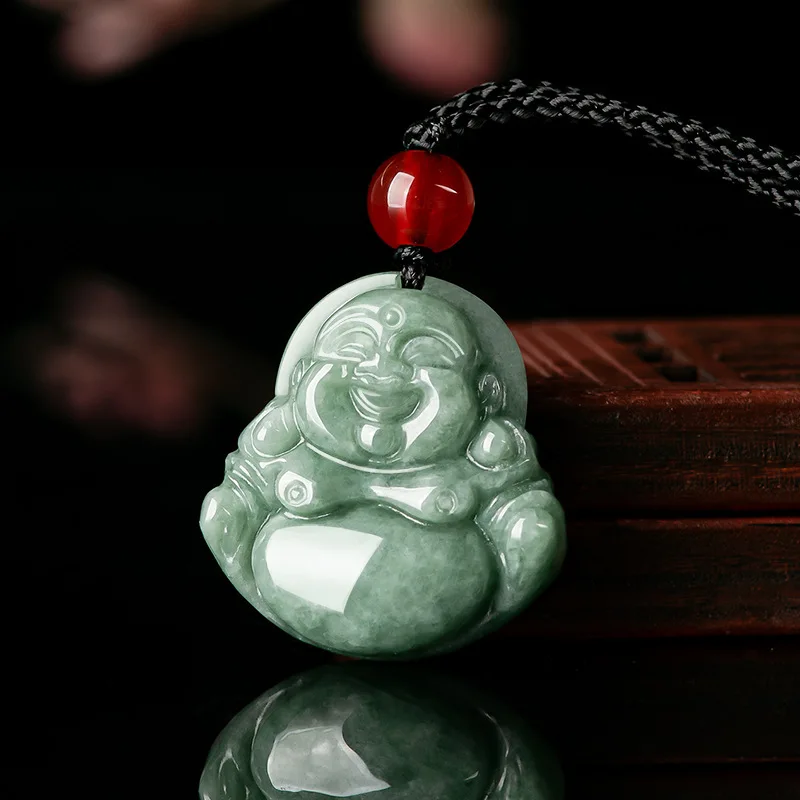 Necklaces - จี้หยกสีเขียวพม่าอัญมณีของขวัญสำหรับผู้หญิงสร้อยคอผู้ชายเครื่องประดับจี้หยกธรรมชาติโบราณ