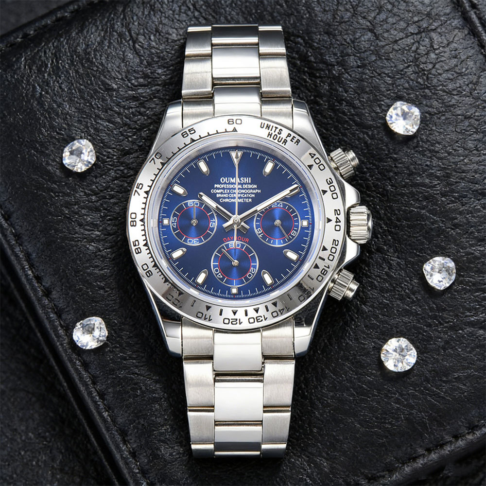 Watch Accessories - นาฬิกาสีเงินขนาด 39 มม. กลไก VK63 กระจกแซฟไฟร์