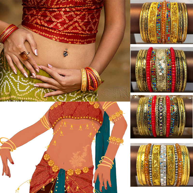 Bracelets - สร้อยข้อมือสำหรับเต้นระบำหน้าท้อง, เครื่องประดับ, อุปกรณ์เสริม, เครื่องประดับสไตล์ชาติพันธุ์ที่ทั้งแปลกใหม่และคลาสสิก, สร้อยข้อมือสำหรับเต้นรำอินเดีย, เครื่องประดับสำหรับผู้หญิงที่ใช้ในการเต้น