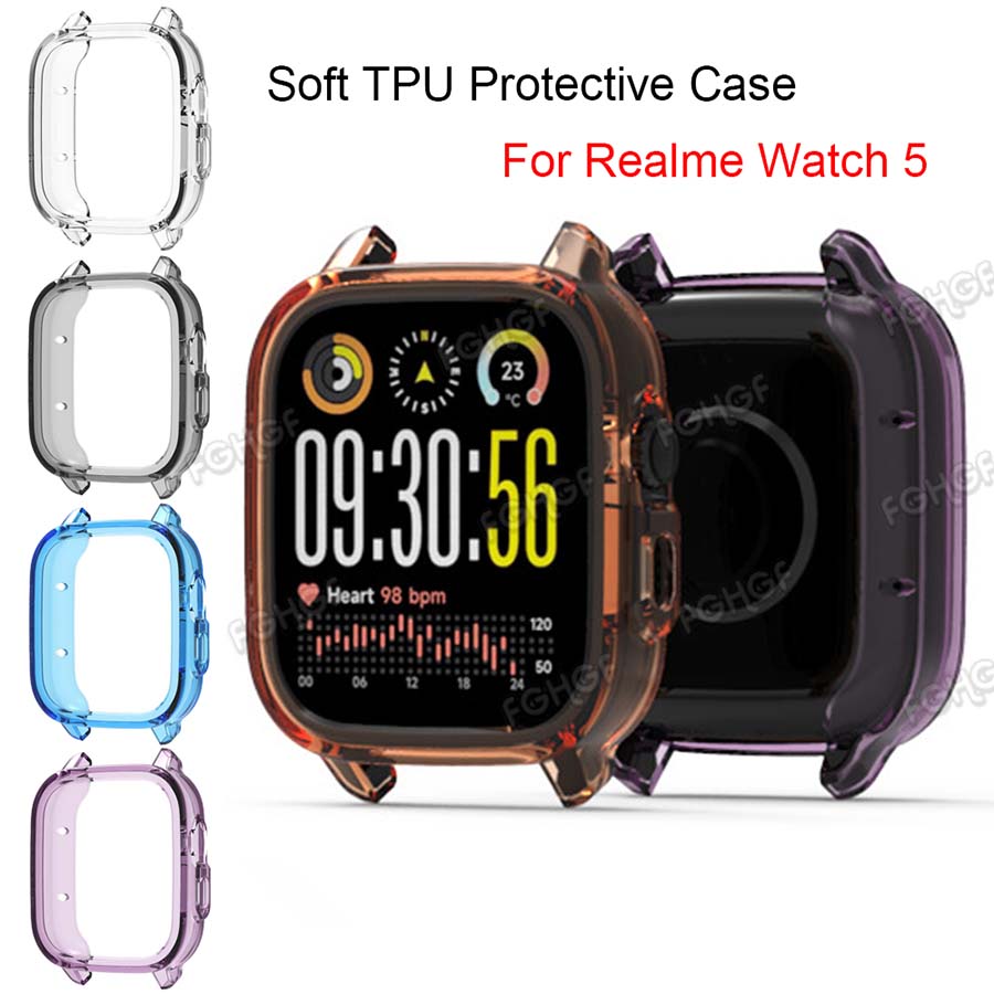 Watch Accessories - สำหรับเรียลมี วอทช์ 5 กรณีปกป้อง TPU แบบนุ่มป้องกันรอยขีดข่วนเปลือกป้องกันกรอบกันชนสำหรับเรียลมี