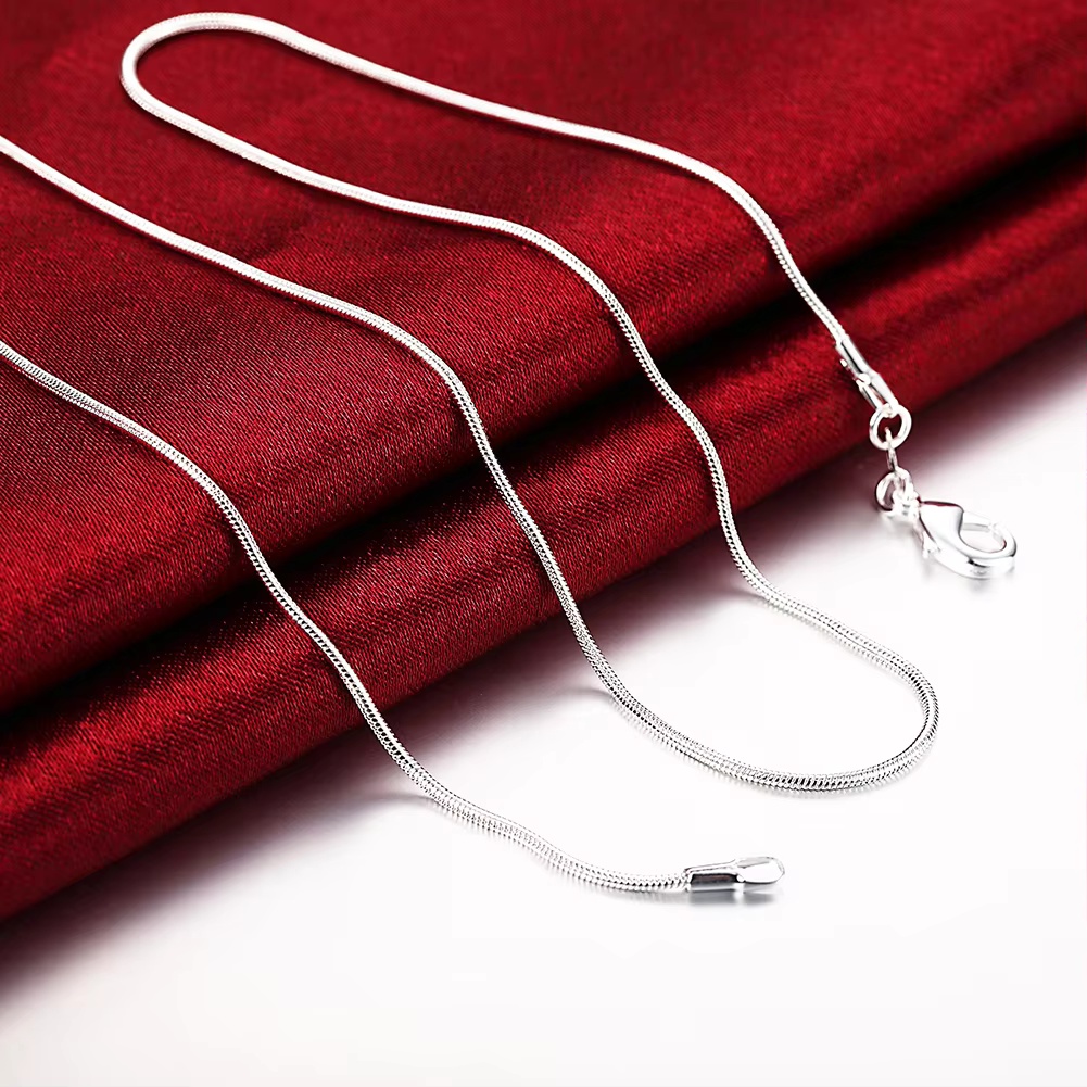 ขายส่ง 5 ชิ้น สร้อยคอโซ่ลายงู  - 925 Sterling Silver Chain Necklace Men บทวิจารณ์และราคา