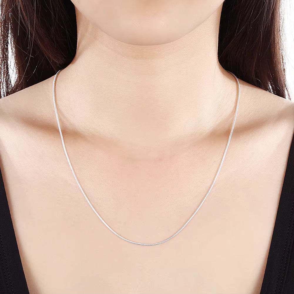 ขายส่ง 5 ชิ้น สร้อยคอโซ่ลายงู  - 925 Sterling Silver Chain Necklace Men บทวิจารณ์และราคา