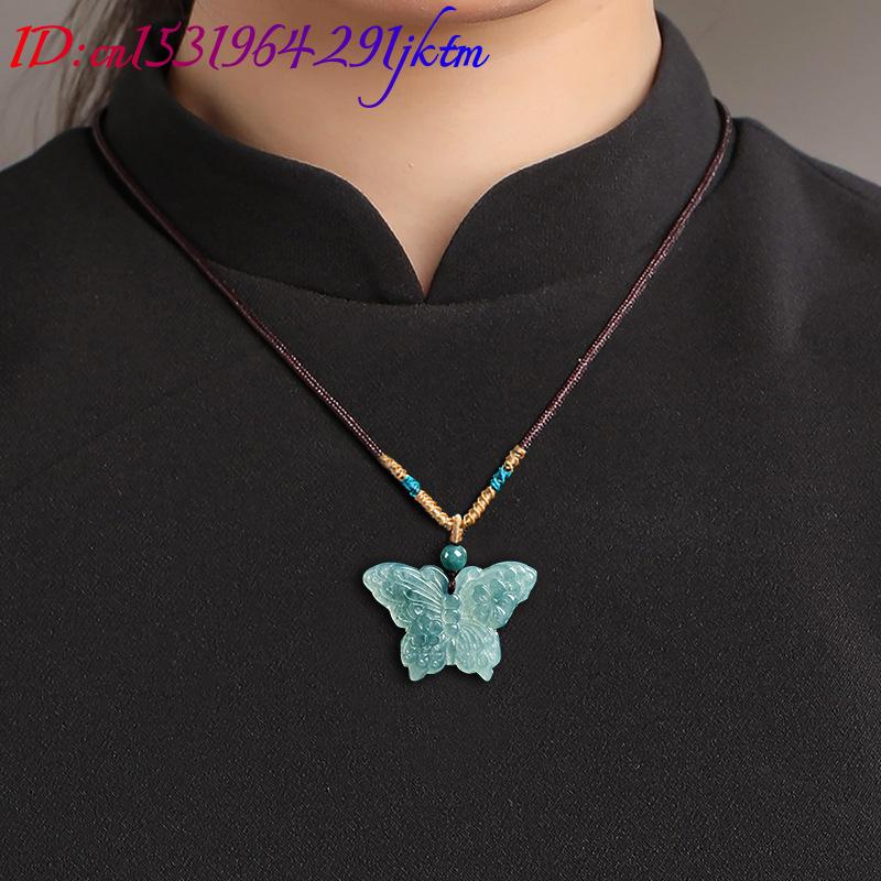 หยกพม่าธรรมชาติจี้ผีเสื้อสร้อย - Necklaces บทวิจารณ์และราคา