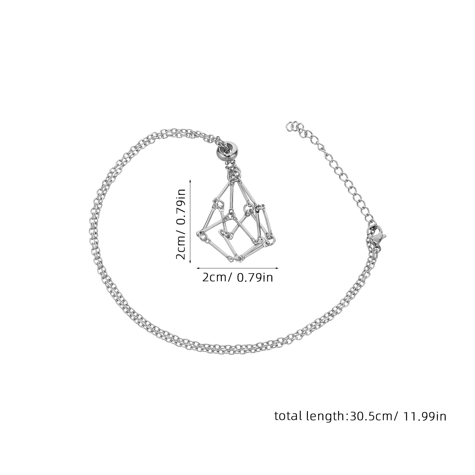 สร้อยคอกรงคริสตัลสแตนเลส ดีไซน - Crystal Pendant Necklace Natural Stone บทวิจารณ์และราคา