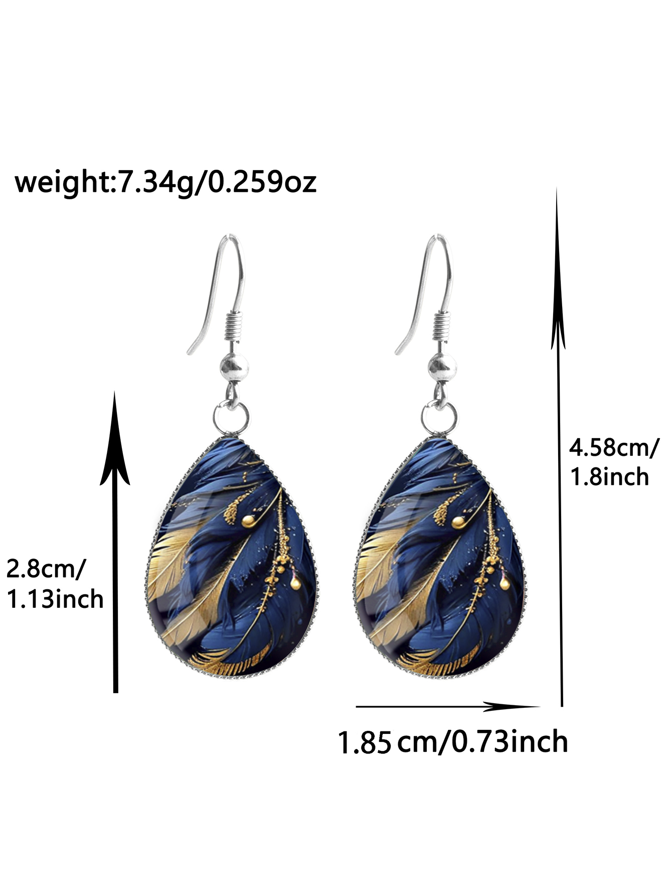 ต่างหูลายขนนกสีน้ำเงิน 1 คู่ พ - Earrings บทวิจารณ์และราคา