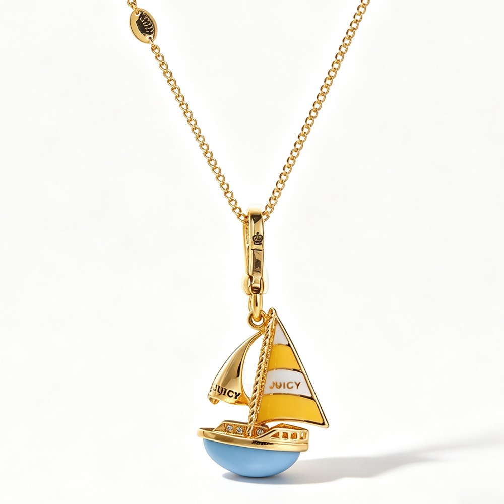 สร้อยคอจี้เรือใบสีน้ำเงินเคลือ - Initial Letter Necklace 18K Gold บทวิจารณ์และราคา