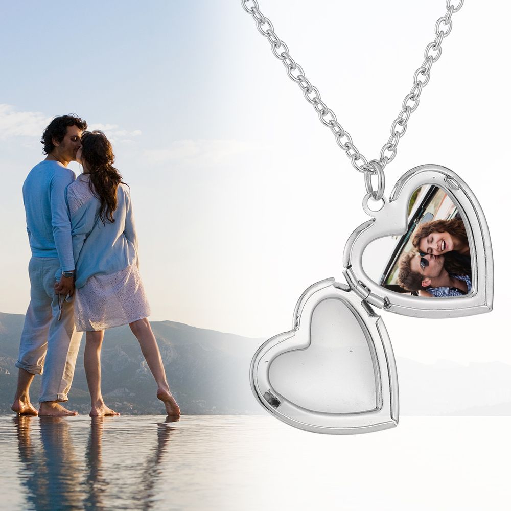 สร้อยคอจี้รูปหัวใจสำหรับคนรัก  - Heart Locket Necklace Photo บทวิจารณ์และราคา