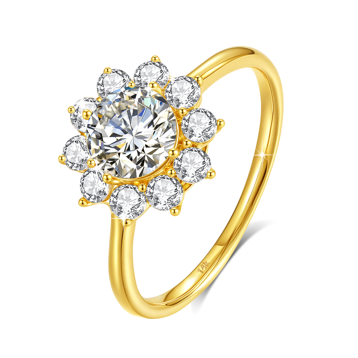 แหวนดอกไม้ทองคำแท้ 14k ประดับเ - Moissanite Engagement Ring 1 Carat บทวิจารณ์และราคา