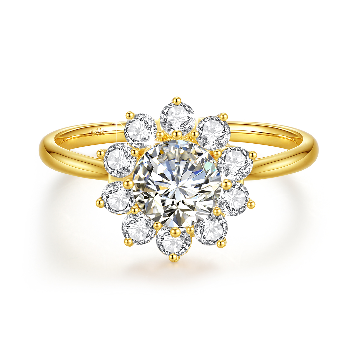แหวนดอกไม้ทองคำแท้ 14k ประดับเ - Moissanite Engagement Ring 1 Carat บทวิจารณ์และราคา