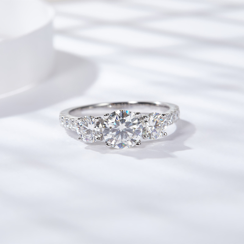 HTOTOH 3 หิน 1 กะรัต D สีทั้งห - Moissanite Engagement Ring 1 Carat บทวิจารณ์และราคา