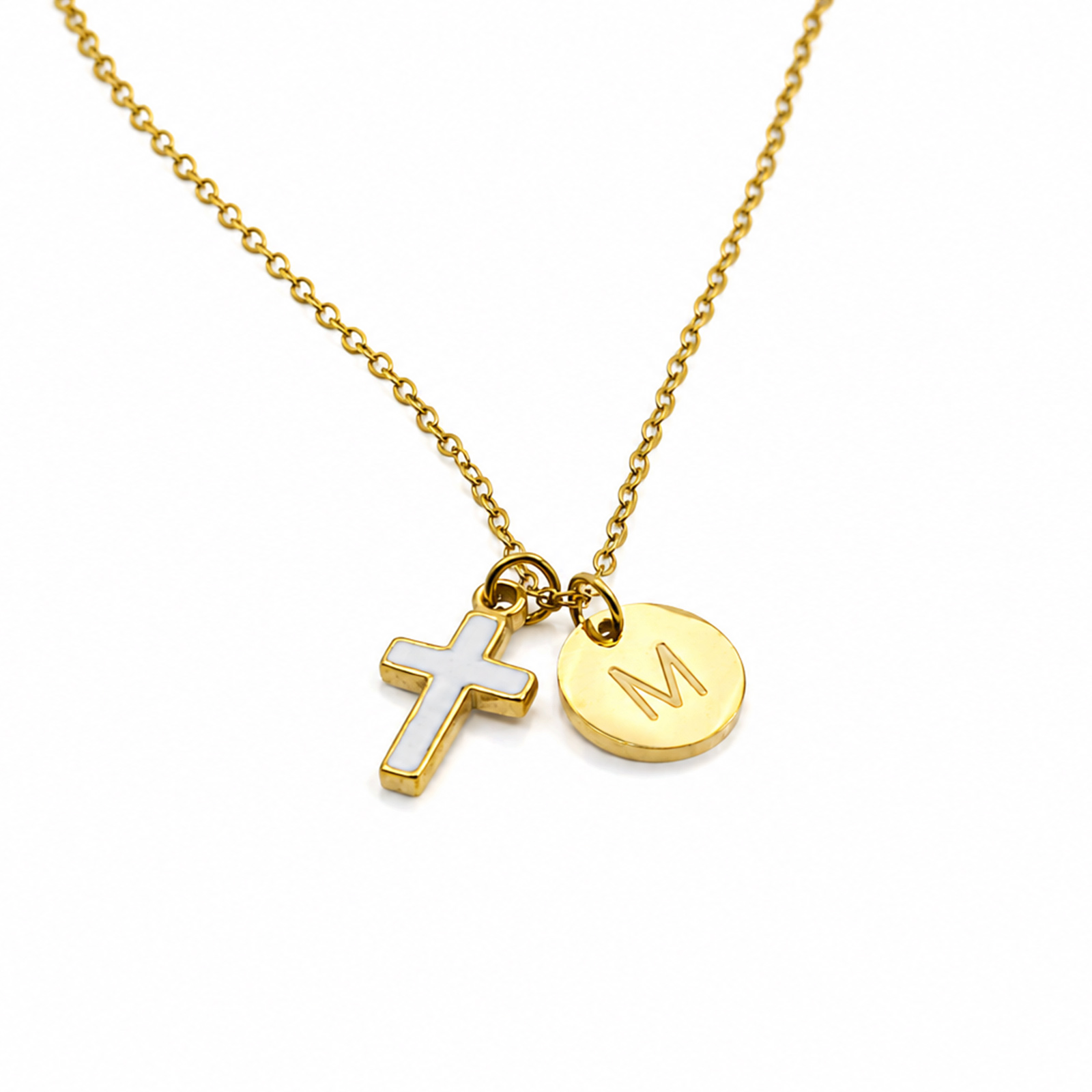 สร้อยคอจี้ตัวอักษรรูปไม้กางเขน - Initial Letter Necklace 18K Gold บทวิจารณ์และราคา