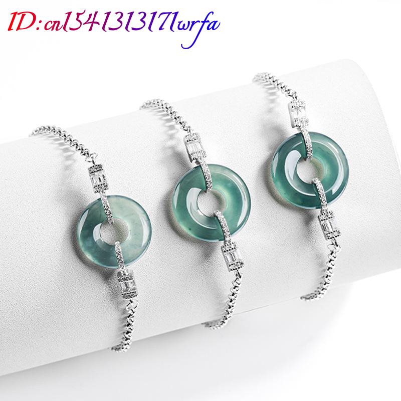 สีฟ้าพม่า Jadeite แหวนสร้อยข้อ - Bracelets บทวิจารณ์และราคา