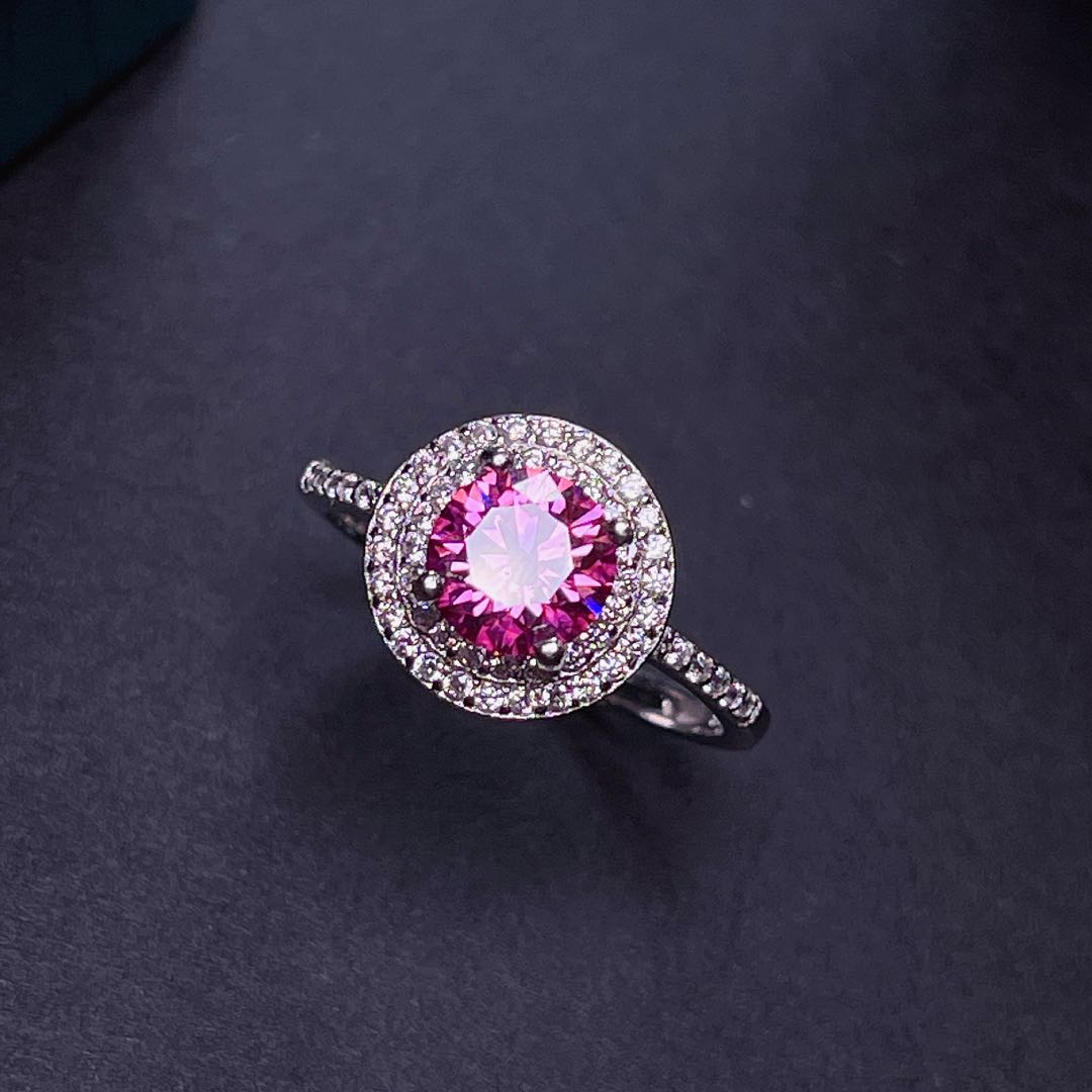 ใหม่ Crackling สีชมพู Moissani - Moissanite Engagement Ring 1 Carat บทวิจารณ์และราคา