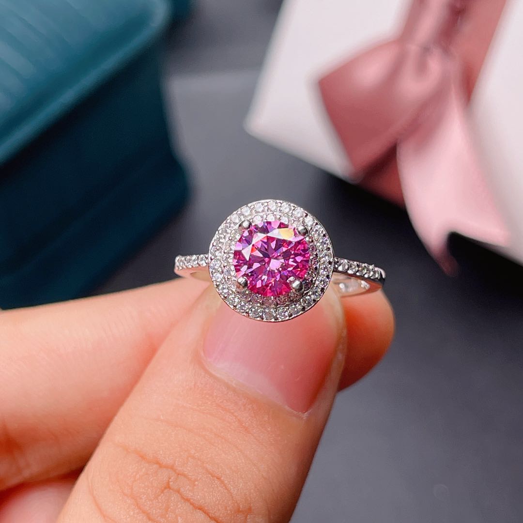 ใหม่ Crackling สีชมพู Moissani - Moissanite Engagement Ring 1 Carat บทวิจารณ์และราคา