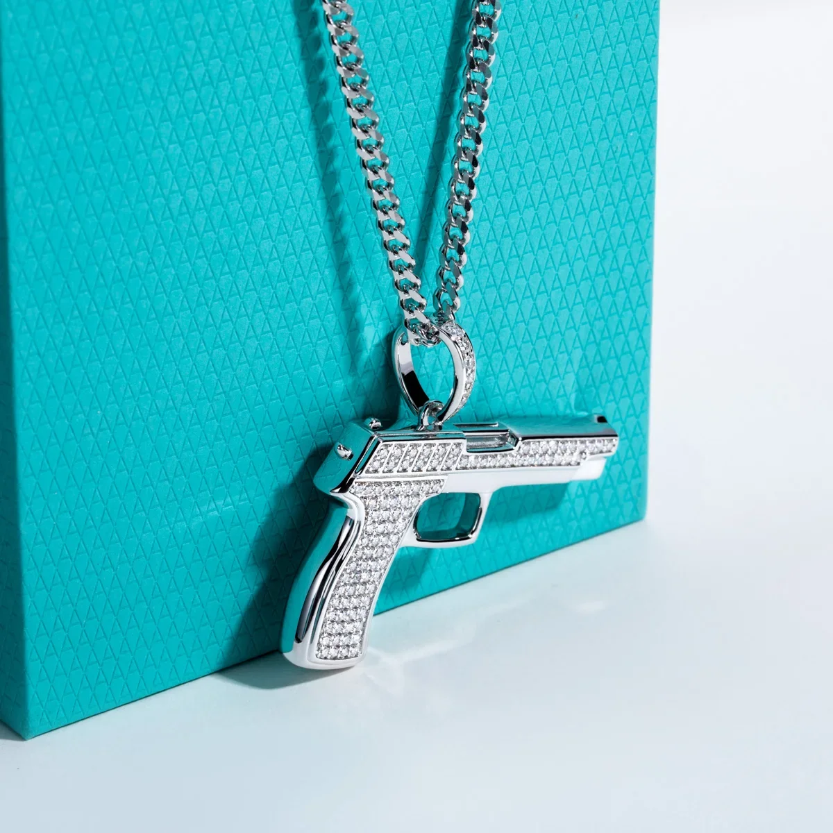 FCGJHW จี้ปืนมอยส์ซาไนต์ สร้อย - 925 Sterling Silver Chain Necklace Men บทวิจารณ์และราคา