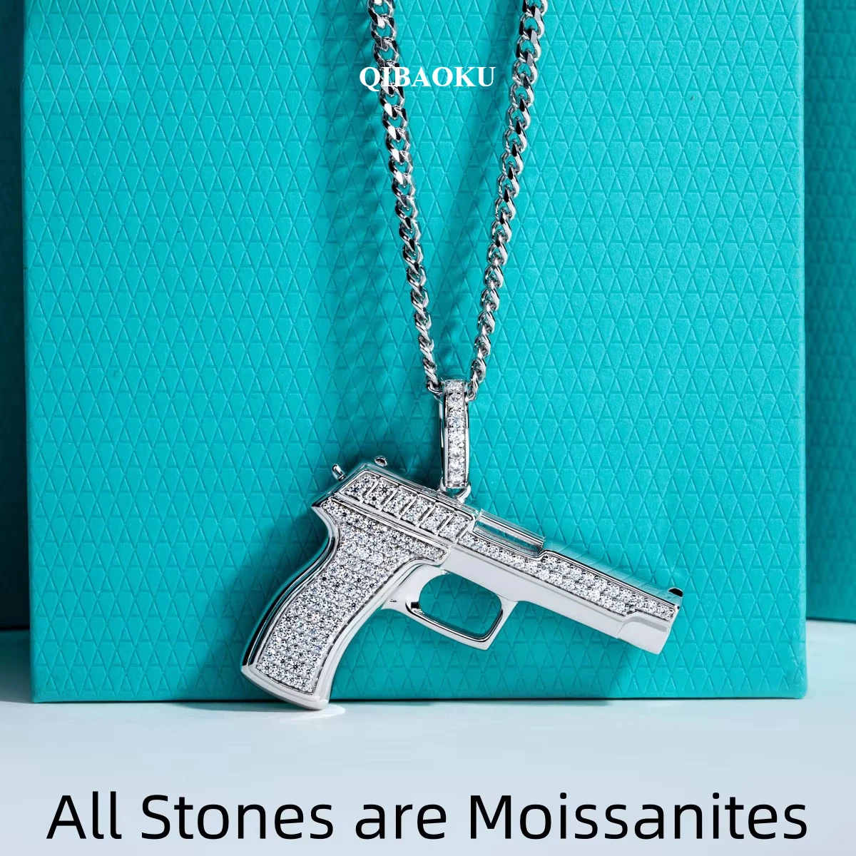 FCGJHW จี้ปืนมอยส์ซาไนต์ สร้อย - 925 Sterling Silver Chain Necklace Men บทวิจารณ์และราคา
