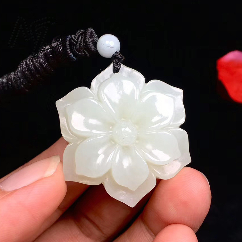 จีนธรรมชาติหยกสีขาวห้าเหลี่ยมด - Necklaces บทวิจารณ์และราคา